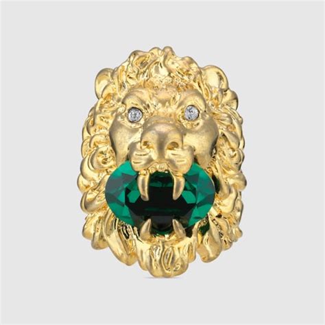 gucci lion head aureco crystal ring|gucci lion mane ring.